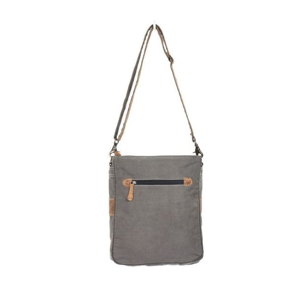 Farmhouse Floral Crossbody Shoulder Bag, upcycled canvas; leather - Picture 5 of 5